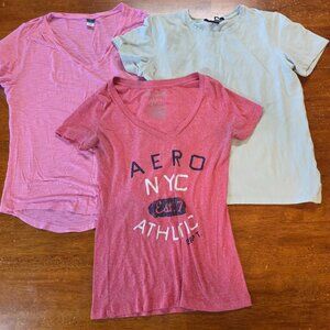 Women's T-Shirts Lot of 3 Pink and White Medium Aeropostale Old Navy Devon Jones